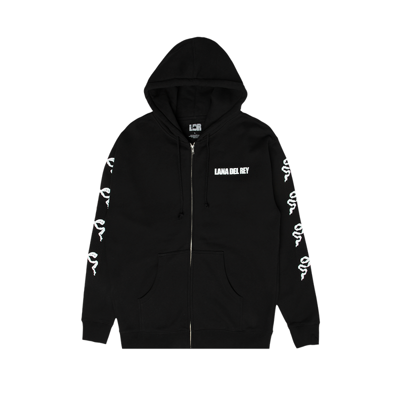 Lana Del Rey Ribbon Sleeve Black Zip-Up Hoodie – Lana Del Rey