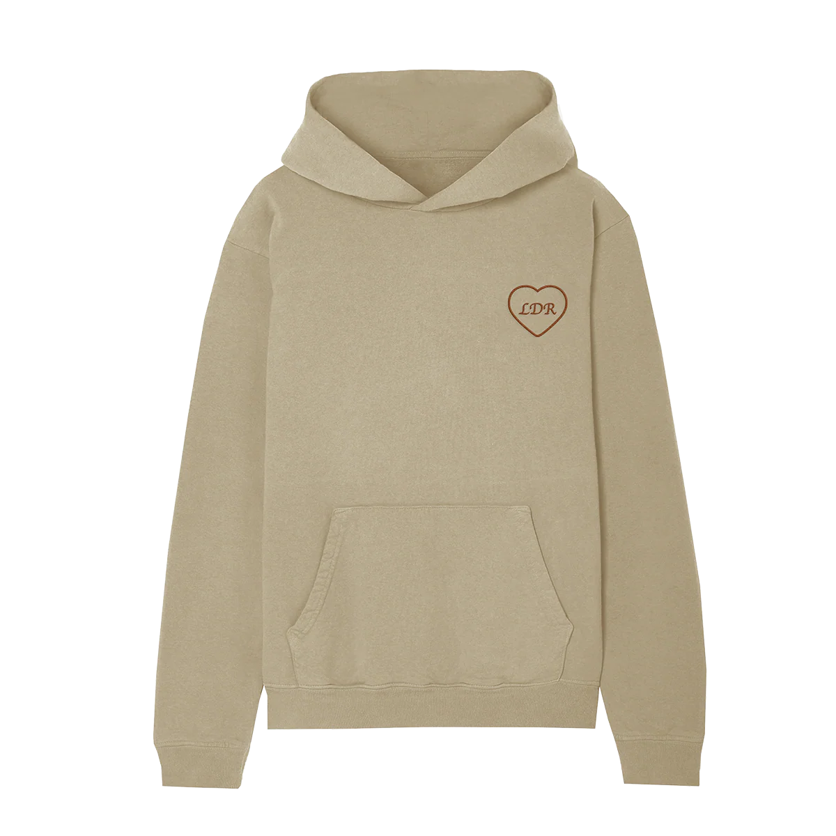 Back view of the Lana Del Rey Indio Graphic Hoodie in sand beige featuring a vintage bucking horse illustration with poetic graphic text across the back, inspired by Lana Del Rey's Indio performance and official festival merchandise.